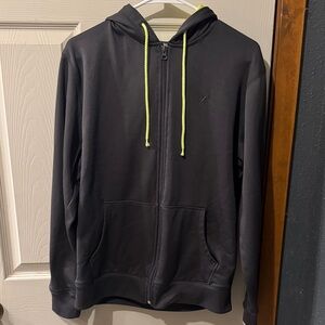 Women's Active by Old Navy Charcoal Zip-Up Hoodie with Neon Accents